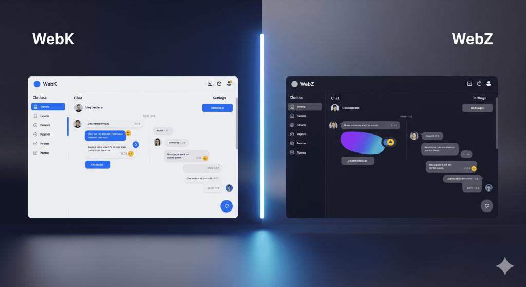 Telegram 网页版 WebK 与 WebZ 版本界面对比：经典白底与现代深色模式