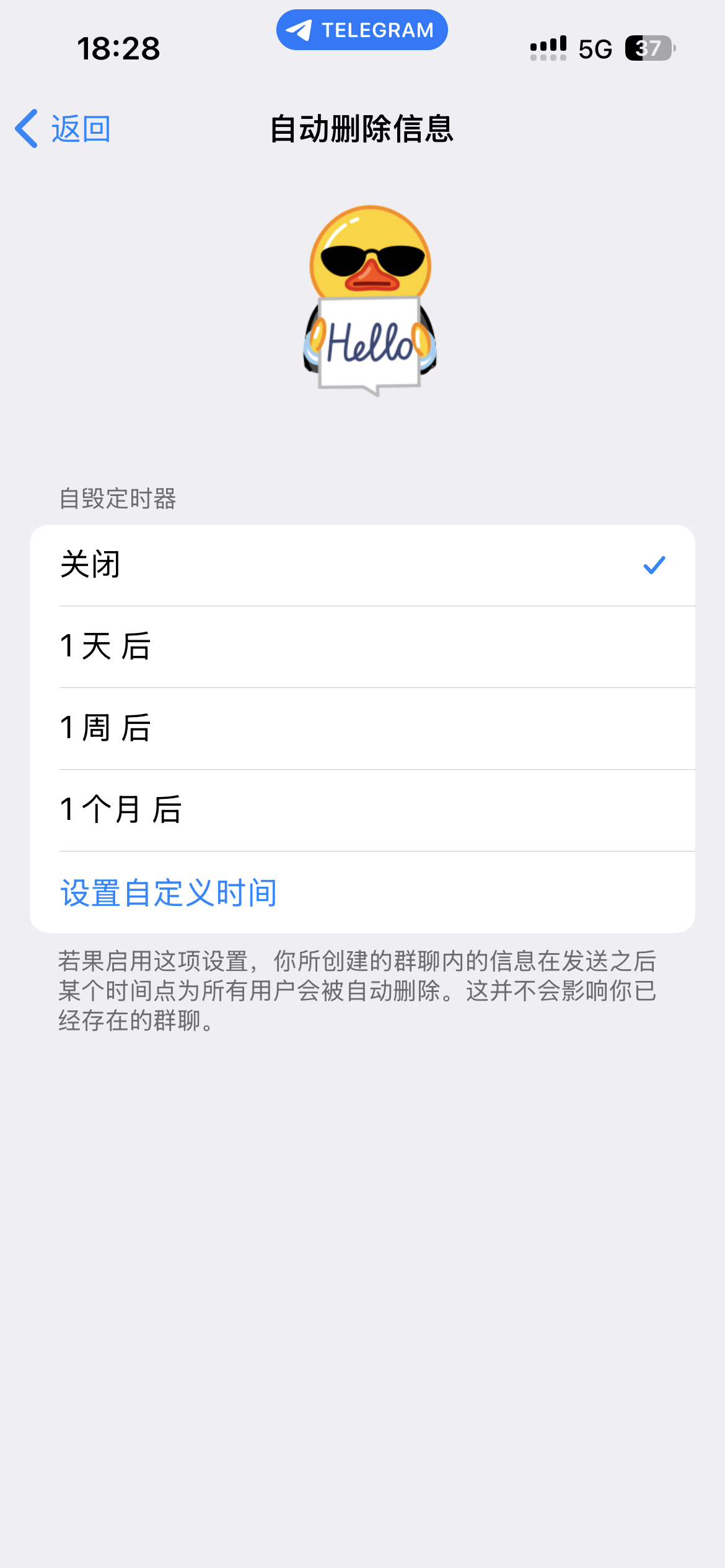 Telegram 自毁消息功能